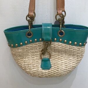 Miu Miu Turquoise and Wicker bag